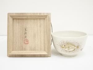 九谷焼　尾長保造　色絵渚の印象茶碗（共箱）